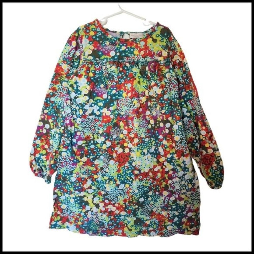Hanna Andersson Floral Green Dress Long Sleeve size 140 size 10 Years Girls